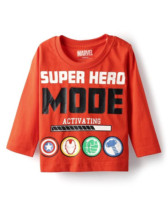 Babyhug Marvel Single Jersey Knit Full Sleeves T-Shirt with Avengers Graphic Pack of 3 - Light Blue White & Orange