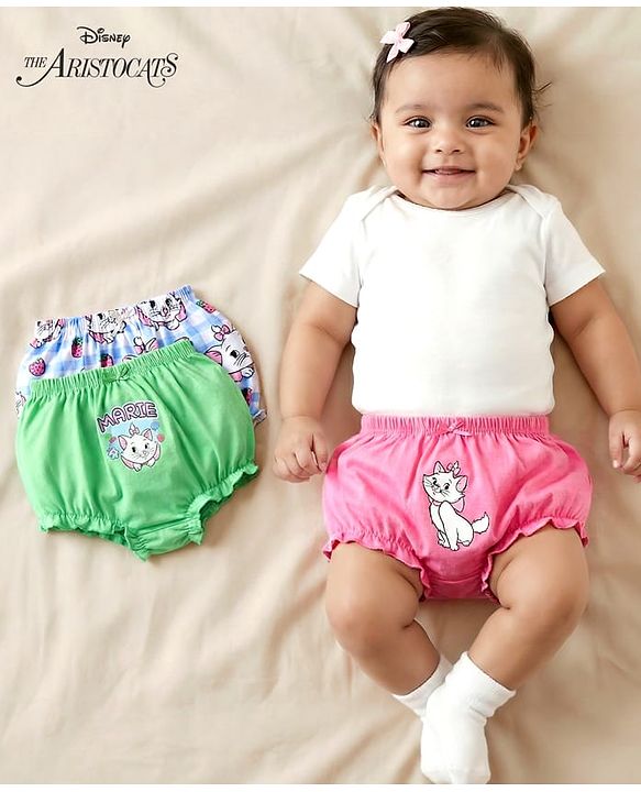 Babyhug Single Jersey Knit Bloomers  With Minnie Mouse Family Graphics Pack Of 3 - Yellow Pink & Light Green