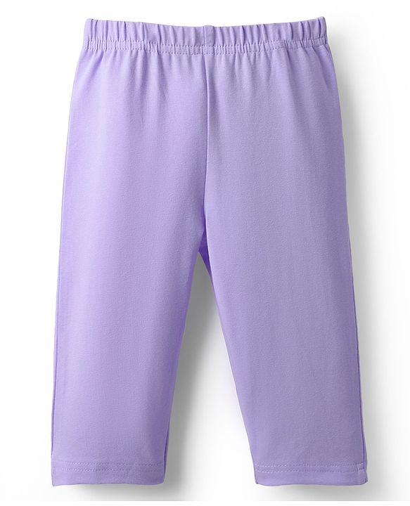 Babyhug Single Jersey Knit Full Sleeves Front Open Top & Trouser Set With Floral Print - White & Purple