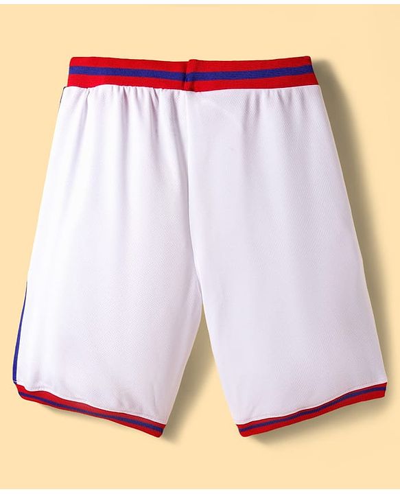 Pine Active Knit Sleeveless T-Shirt & Short Set with Text Print - White Red & Blue