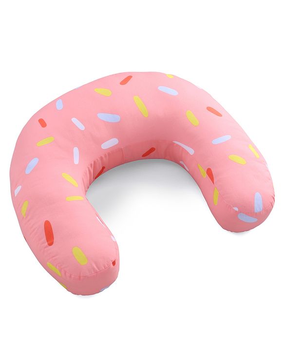 Babyhug 100% Cotton Feeding Pillow  Party Theme  - Pink | Fits upto waist size 36 inches