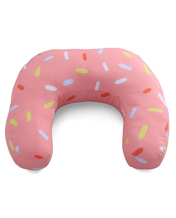 Babyhug 100% Cotton Feeding Pillow  Party Theme  - Pink | Fits upto waist size 36 inches