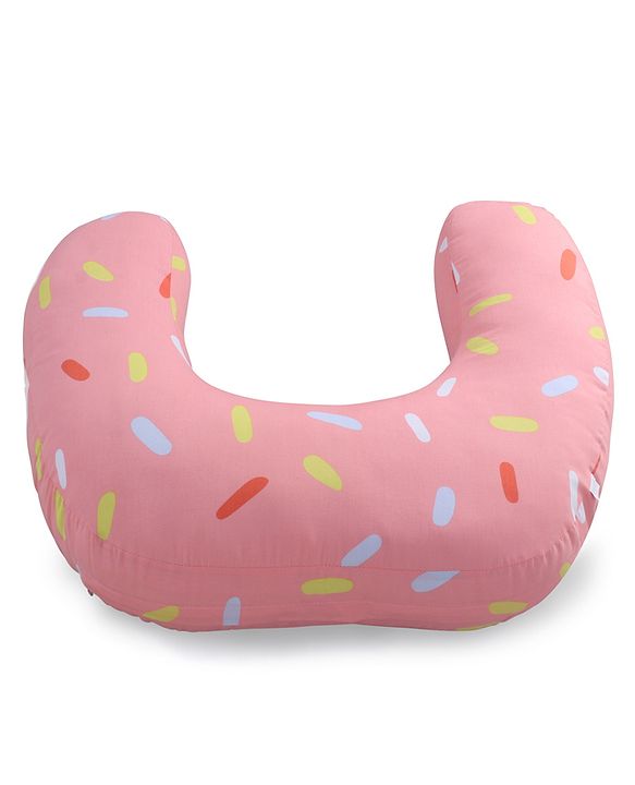 Babyhug 100% Cotton Feeding Pillow  Party Theme  - Pink | Fits upto waist size 36 inches