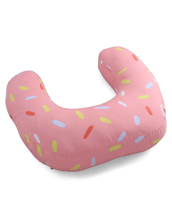 Babyhug 100% Cotton Feeding Pillow  Party Theme  - Pink | Fits upto waist size 36 inches