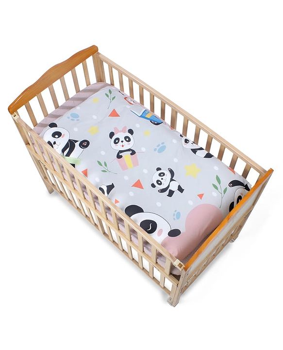 Babyhug Cotton Quilt Panda Print - Grey | Soft and Comfortable| Breathable Fabric| New Born Gifting Option| Light Weight and Foldable| Travel Friendly| Machine Washable