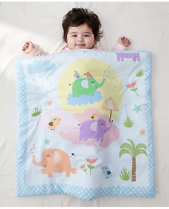 Babyhug Cotton Quilt Panda Print - Grey | Soft and Comfortable| Breathable Fabric| New Born Gifting Option| Light Weight and Foldable| Travel Friendly| Machine Washable
