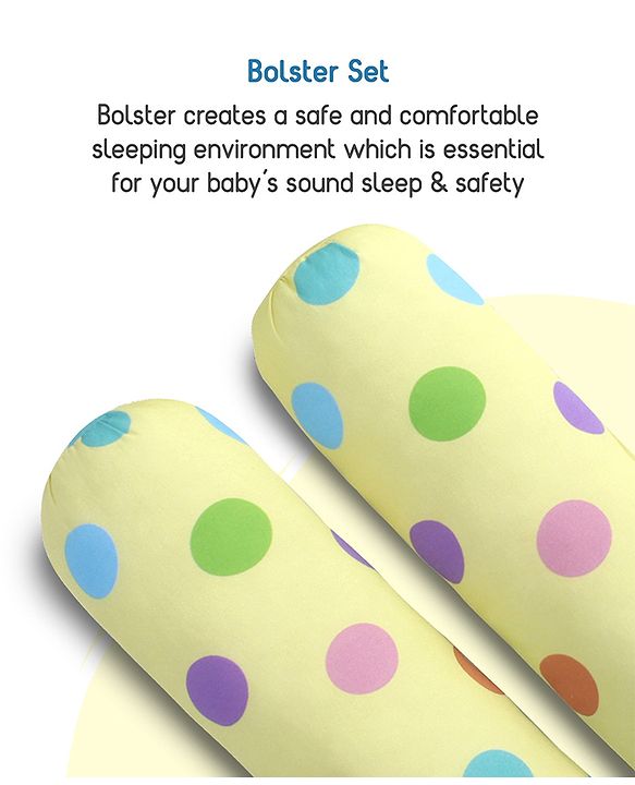 Babyhug 100% Cotton Crib Bedding Set Elephant Print Regular - Multicolor(Cot not Included)| Quilt,Cot Bumper,U Shape Pillow, Crib Sheet, 2 Bolsters| Compact Fold & Storage| Soft & Breathable| Washable