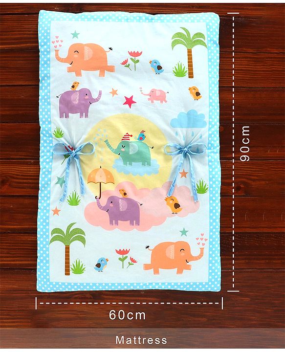 Babyhug 100% Cotton Bedding Set Panda Theme - Grey| Soft Breathable Cotton Fabric| U Shaped Pillow, Bolsters, Mattress| Washable