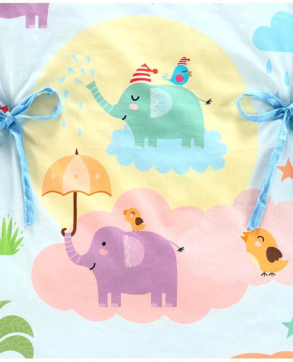 Babyhug 100% Cotton Bedding Set Panda Theme - Grey| Soft Breathable Cotton Fabric| U Shaped Pillow, Bolsters, Mattress| Washable