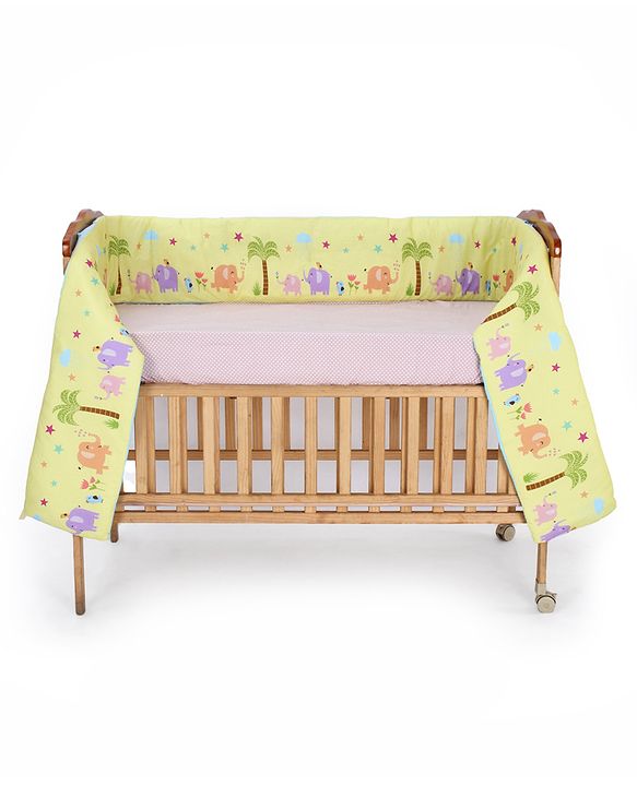 Babyhug 100% Cotton Cot Bumper Panda Print Regular - Grey (Cot not Included)| Protective Padding| Soft & Cozy| Washable| Easy to Assemble| Compact Folding & Storage| Prevents Bumping into Sides