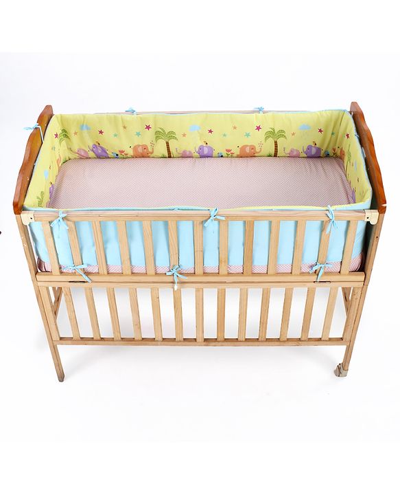 Babyhug 100% Cotton Cot Bumper Panda Print Regular - Grey (Cot not Included)| Protective Padding| Soft & Cozy| Washable| Easy to Assemble| Compact Folding & Storage| Prevents Bumping into Sides