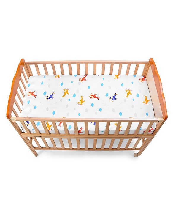 Babyhug Premium Cotton Flat Crib Sheets Set of 2  Aeroplane Theme  White| Gentle on Babies Skin| Cozy Sleeping Environment| Travel-Friendly| Machine Washable| Boys & Girls| Easy Maintenance