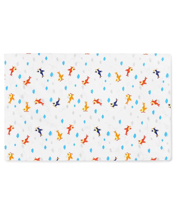 Babyhug Premium Cotton Flat Crib Sheets Set of 2  Aeroplane Theme  White| Gentle on Babies Skin| Cozy Sleeping Environment| Travel-Friendly| Machine Washable| Boys & Girls| Easy Maintenance