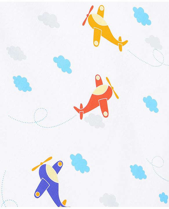 Babyhug Premium Cotton Flat Crib Sheets Set of 2  Aeroplane Theme  White| Gentle on Babies Skin| Cozy Sleeping Environment| Travel-Friendly| Machine Washable| Boys & Girls| Easy Maintenance