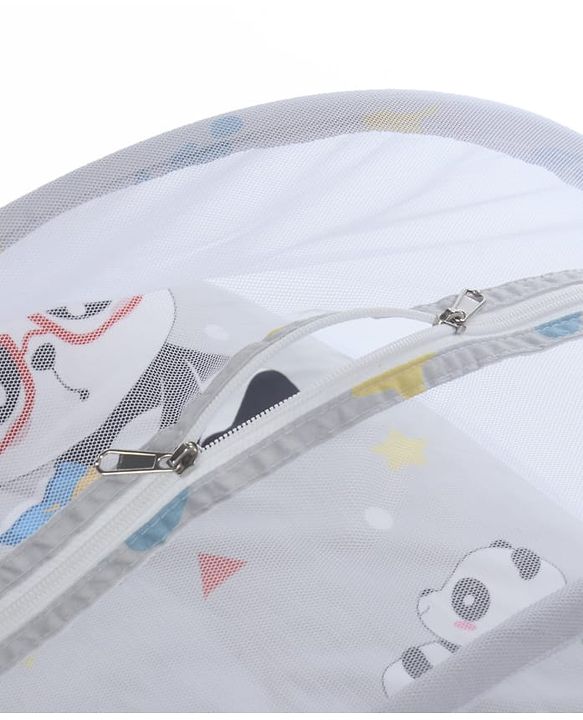 Babyhug Cotton Mosquito Net With Mattress Panda Print - Grey| Soft and Comfortable| Easy Access| Foldable & Travel Friendly| New Born Gifting Option| Use on Floor Cribs Cots or Cradle