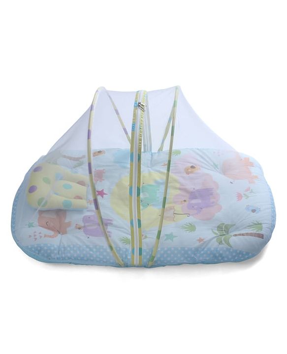 Babyhug Cotton Mosquito Net With Mattress Panda Print - Grey| Soft and Comfortable| Easy Access| Foldable & Travel Friendly| New Born Gifting Option| Use on Floor Cribs Cots or Cradle