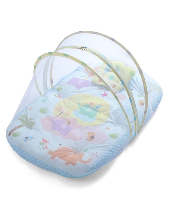 Babyhug Cotton Mosquito Net With Mattress Panda Print - Grey| Soft and Comfortable| Easy Access| Foldable & Travel Friendly| New Born Gifting Option| Use on Floor Cribs Cots or Cradle
