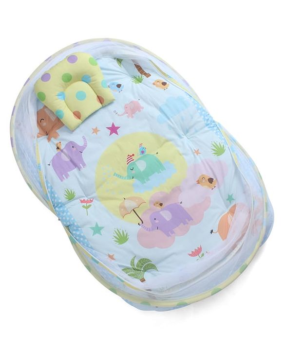 Babyhug Cotton Mosquito Net With Mattress Panda Print - Grey| Soft and Comfortable| Easy Access| Foldable & Travel Friendly| New Born Gifting Option| Use on Floor Cribs Cots or Cradle