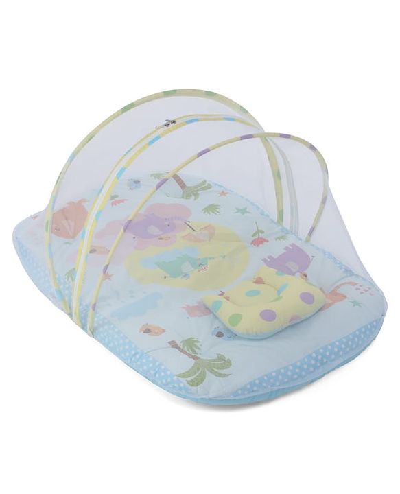Babyhug Cotton Mosquito Net With Mattress Panda Print - Grey| Soft and Comfortable| Easy Access| Foldable & Travel Friendly| New Born Gifting Option| Use on Floor Cribs Cots or Cradle