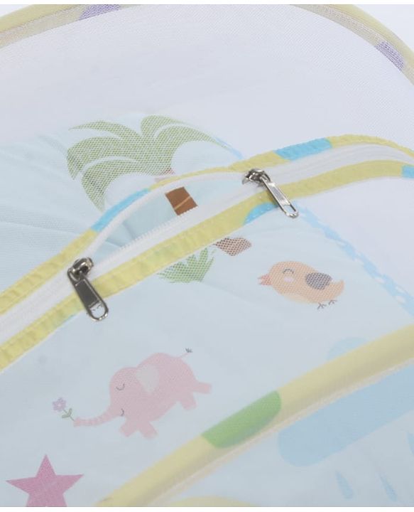Babyhug Cotton Mosquito Net With Mattress Panda Print - Grey| Soft and Comfortable| Easy Access| Foldable & Travel Friendly| New Born Gifting Option| Use on Floor Cribs Cots or Cradle