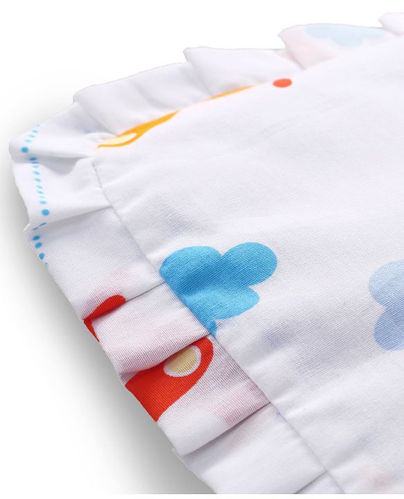 Babyhug Head Shaping Mustard Seed Pillow Aeroplane Print - White| 1 Kg Natural Rai| Cotton Removable Cover| Natural Warming Property|Prevents Cold & Flat Head Syndrome| NewBorn Neck & Shoulder Support