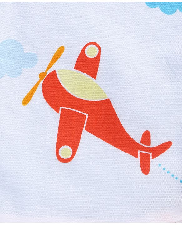 Babyhug Head Shaping Mustard Seed Pillow Aeroplane Print - White| 1 Kg Natural Rai| Cotton Removable Cover| Natural Warming Property|Prevents Cold & Flat Head Syndrome| NewBorn Neck & Shoulder Support