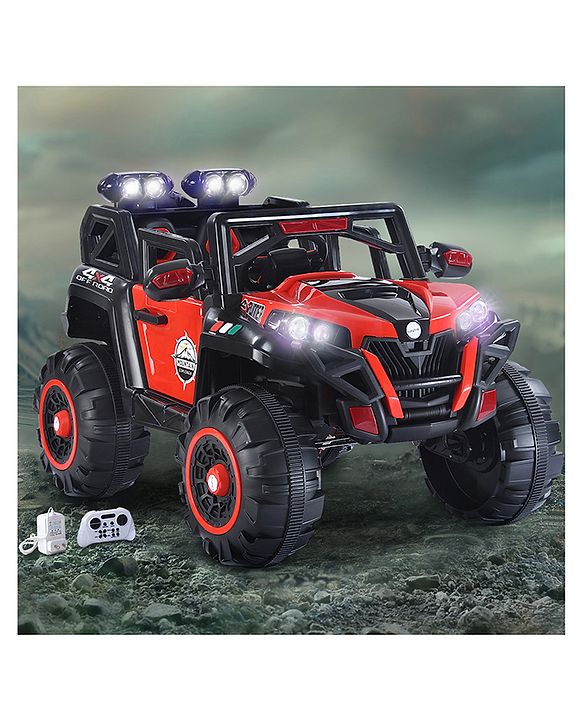Babyhug Thunder 4X4 Battery Operated Ride On Jumbo Jeep With Music and Lights - Red