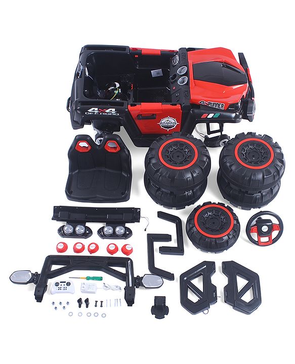 Babyhug Thunder 4X4 Battery Operated Ride On Jumbo Jeep With Music and Lights - Red
