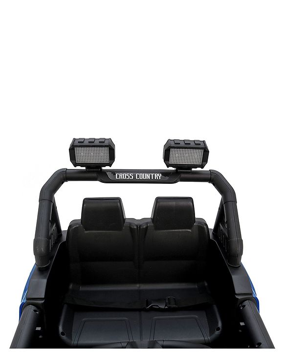 Babyhug 4x4 Battery Operated Ride on Jeep with Music & LED Lights - Blue| Rechargeable Battery| Openable Doors| Built-in Music & AUX| Remote Control| Easy to Assemble|Forward & Reverse