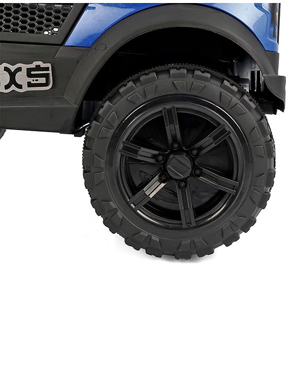 Babyhug 4x4 Battery Operated Ride on Jeep with Music & LED Lights - Blue| Rechargeable Battery| Openable Doors| Built-in Music & AUX| Remote Control| Easy to Assemble|Forward & Reverse