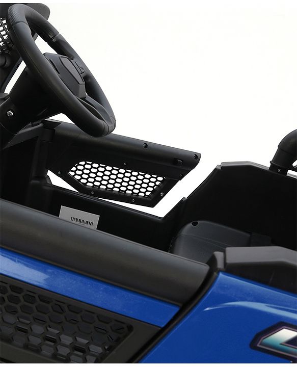 Babyhug 4x4 Battery Operated Ride on Jeep with Music & LED Lights - Blue| Rechargeable Battery| Openable Doors| Built-in Music & AUX| Remote Control| Easy to Assemble|Forward & Reverse
