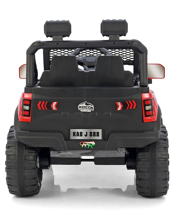 Babyhug 4x4 Battery Operated Ride on Jeep with Music & LED Lights - Red| Rechargeable Battery| Openable Doors| Built-in Music & AUX| Remote Control| Easy to Assemble|Forward & Reverse