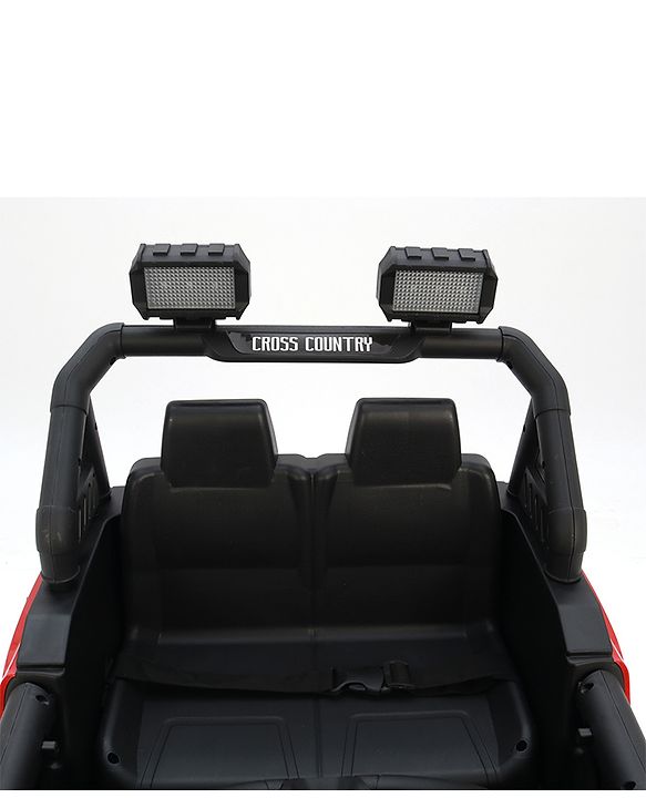 Babyhug 4x4 Battery Operated Ride on Jeep with Music & LED Lights - Red| Rechargeable Battery| Openable Doors| Built-in Music & AUX| Remote Control| Easy to Assemble|Forward & Reverse