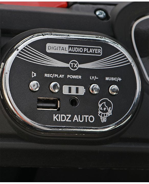 Babyhug 4x4 Battery Operated Ride on Jeep with Music & LED Lights - Red| Rechargeable Battery| Openable Doors| Built-in Music & AUX| Remote Control| Easy to Assemble|Forward & Reverse