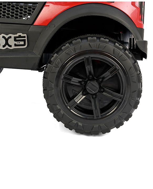 Babyhug 4x4 Battery Operated Ride on Jeep with Music & LED Lights - Red| Rechargeable Battery| Openable Doors| Built-in Music & AUX| Remote Control| Easy to Assemble|Forward & Reverse