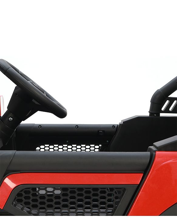 Babyhug 4x4 Battery Operated Ride on Jeep with Music & LED Lights - Red| Rechargeable Battery| Openable Doors| Built-in Music & AUX| Remote Control| Easy to Assemble|Forward & Reverse