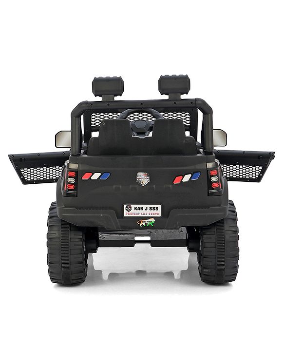 Babyhug 4x4 Battery Operated Ride on Jeep with Music & LED Lights - Black| Rechargeable Battery| Openable Doors| Built-in Music & AUX| Remote Control| Easy to Assemble| Forward & Reverse