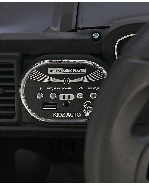 Babyhug 4x4 Battery Operated Ride on Jeep with Music & LED Lights - Black| Rechargeable Battery| Openable Doors| Built-in Music & AUX| Remote Control| Easy to Assemble| Forward & Reverse
