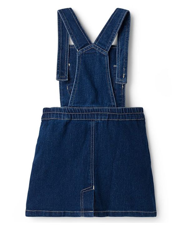 Babyhug Cotton Woven Frock with Half Sleeves Inner Tee - Blue