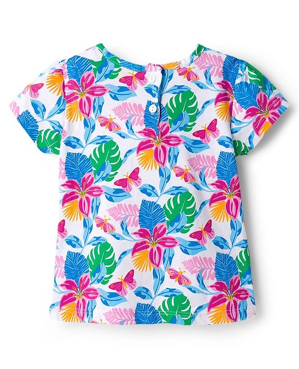 Babyhug Cotton Woven Frock with Half Sleeves Inner Tee - Blue
