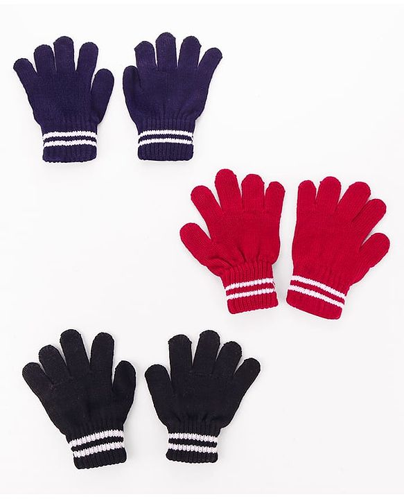Pine Kids Knit Gloves With Stripes Pack of 3 - Color may Vary