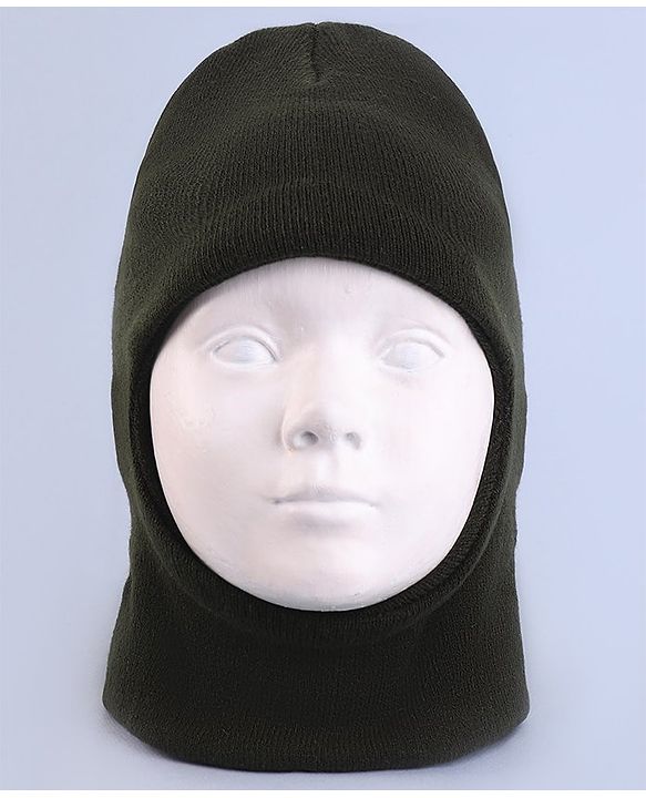 Pine Kids Solid Color Monkey Cap Olive Green Blue  - Diameter 20 cm