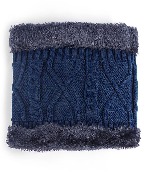 Pine Kids Knit Solid Woollen Cap & Muffler Navy Blue - Diameter 15 cm