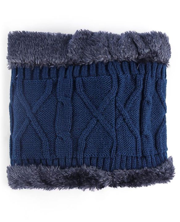 Pine Kids Knit Solid Woollen Cap & Muffler Navy Blue - Diameter 15 cm