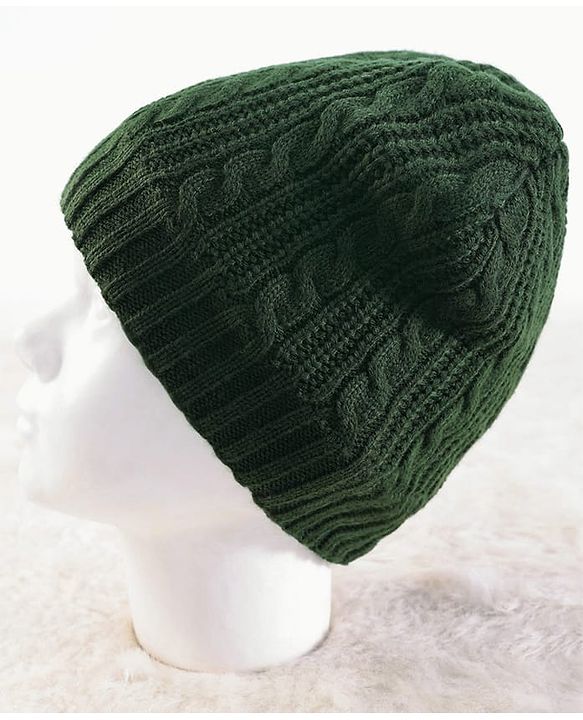 Pine Kids Solid Color Woollen Cap Dark Green- Diameter 18 cm