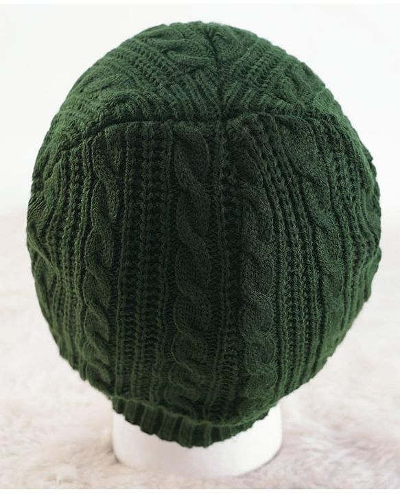 Pine Kids Solid Color Woollen Cap Dark Green- Diameter 18 cm