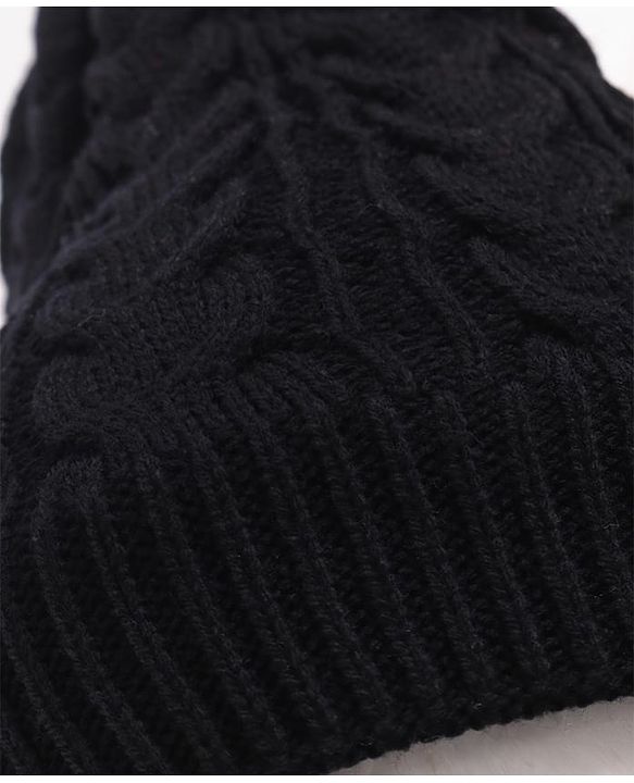 Pine Kids Knitted Solid Woollen Cap & Muffler Black - Diameter 20 cm