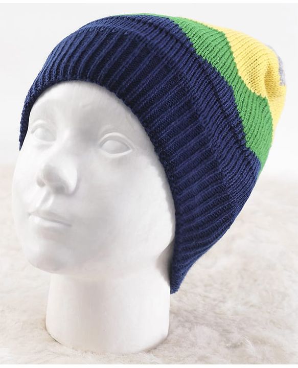 Pine Kids Solid Color Woollen Cap Navy Blue - Diameter 20 cm