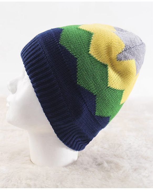 Pine Kids Solid Color Woollen Cap Navy Blue - Diameter 20 cm