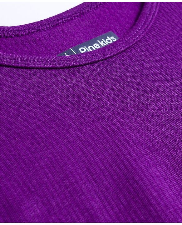 Pine Kids Knit Full Sleeves Solid Pullover Thermal Set - Imperial Purple